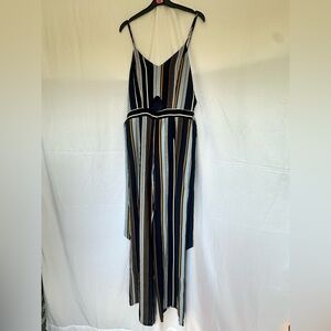 Fashion Nova Navy and White Striped Jumpsuit